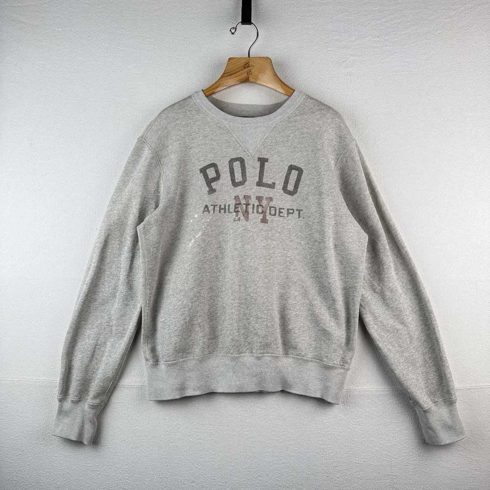 Polo Ralph Lauren Sweatshirt Men's‎ L Gray Polo NY Athletic Dept Fleece Crewneck